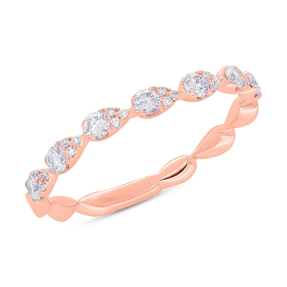 14K Rose Gold Diamond Band, Horizontal Pear Shaped