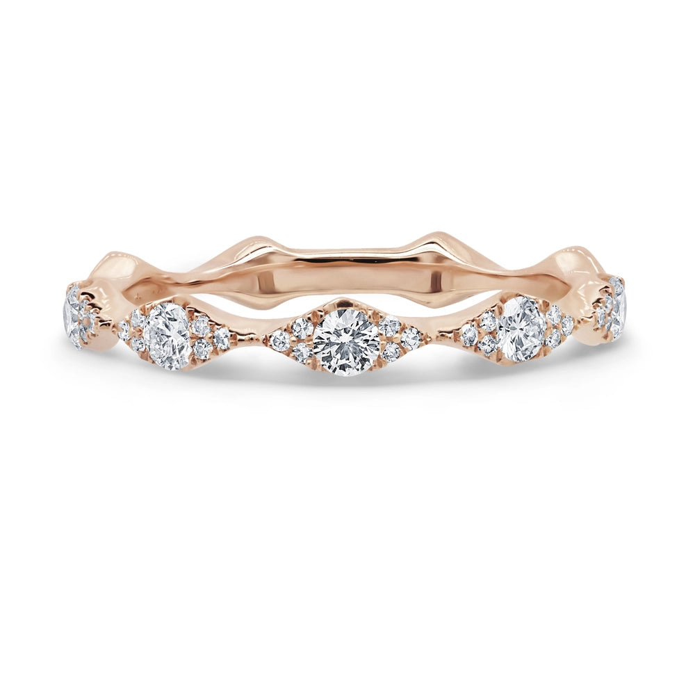 14K Rose Gold Diamond Band, Marquise Shaped