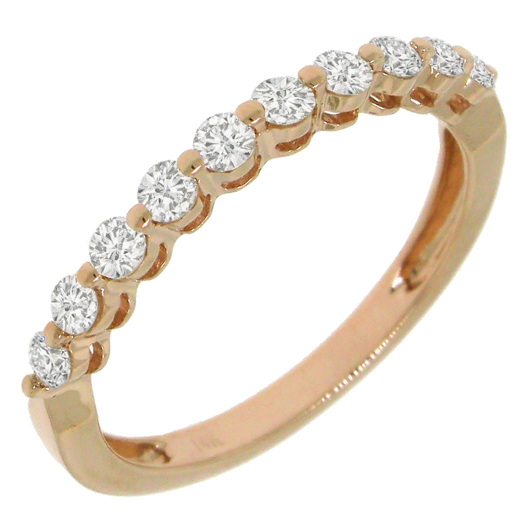 14K Rose Gold Diamond Band, Prong Set