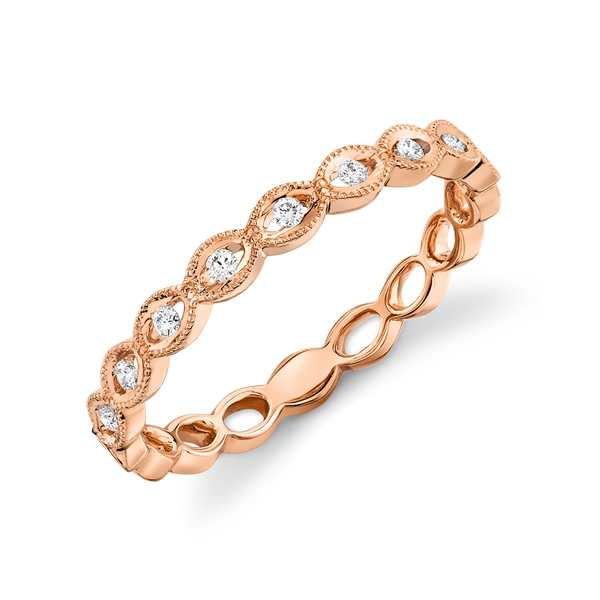 14K Rose Gold Diamond Fancy Band