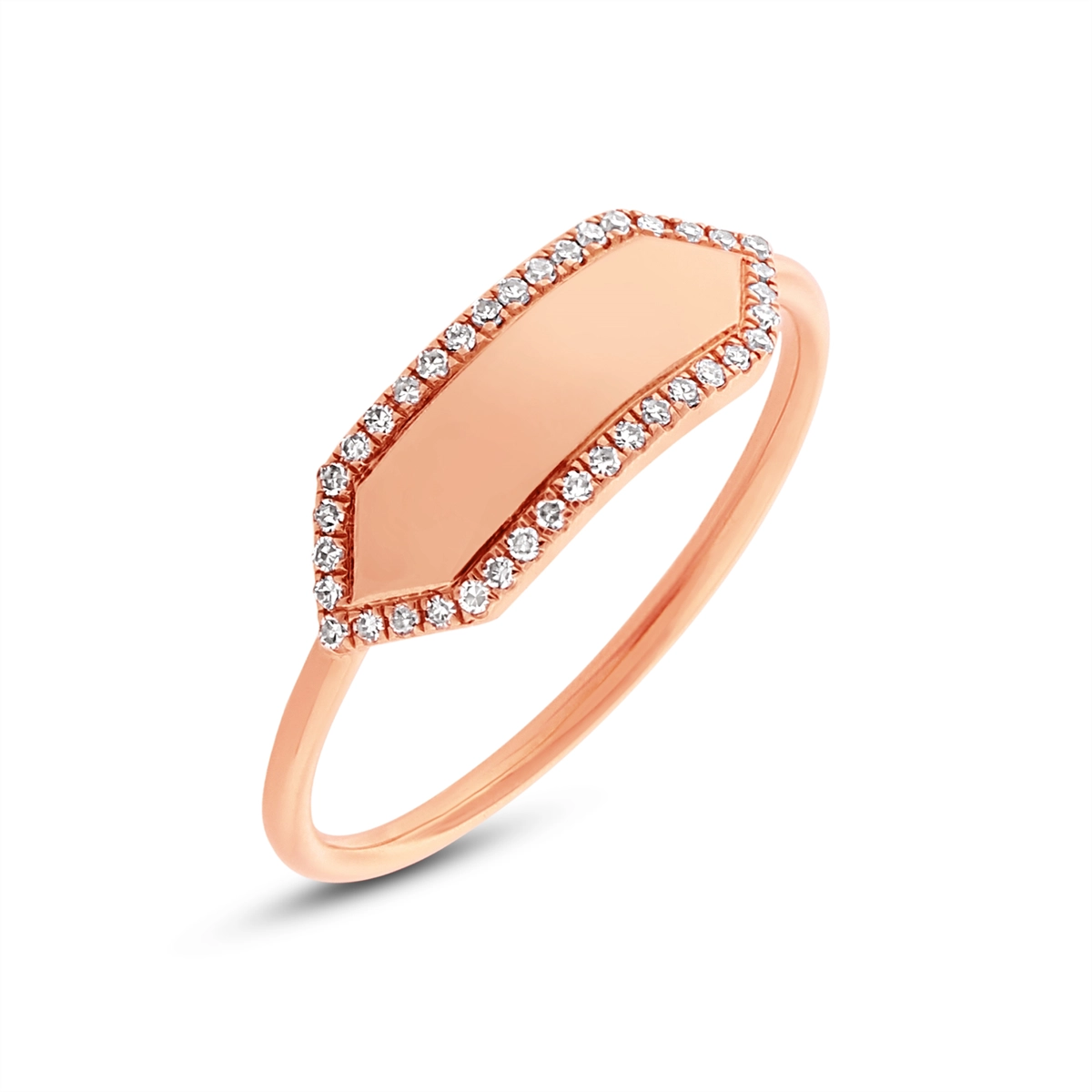 14K Rose Gold Diamond ID Ring