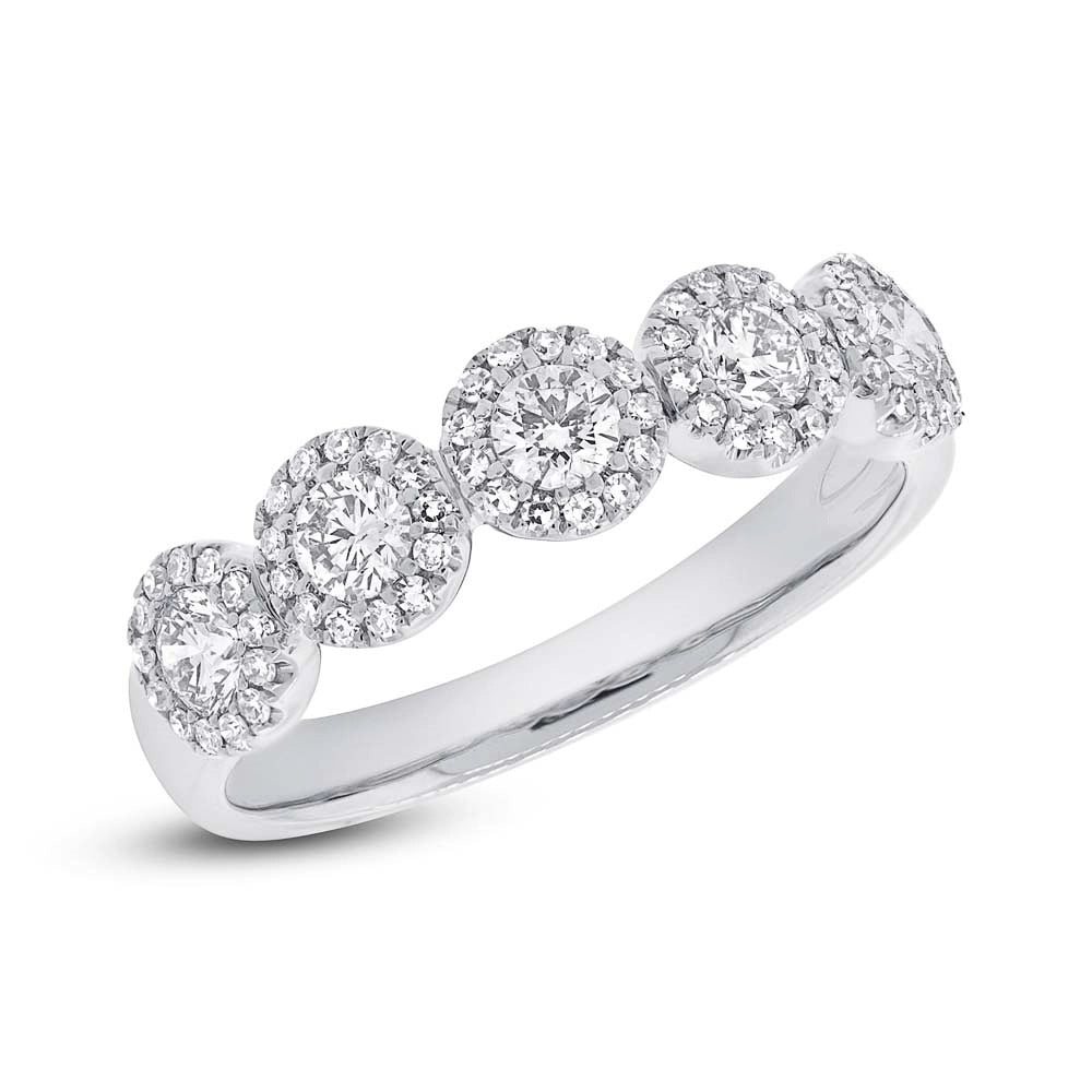 14K White Gold 5-Cluster Diamond Ring