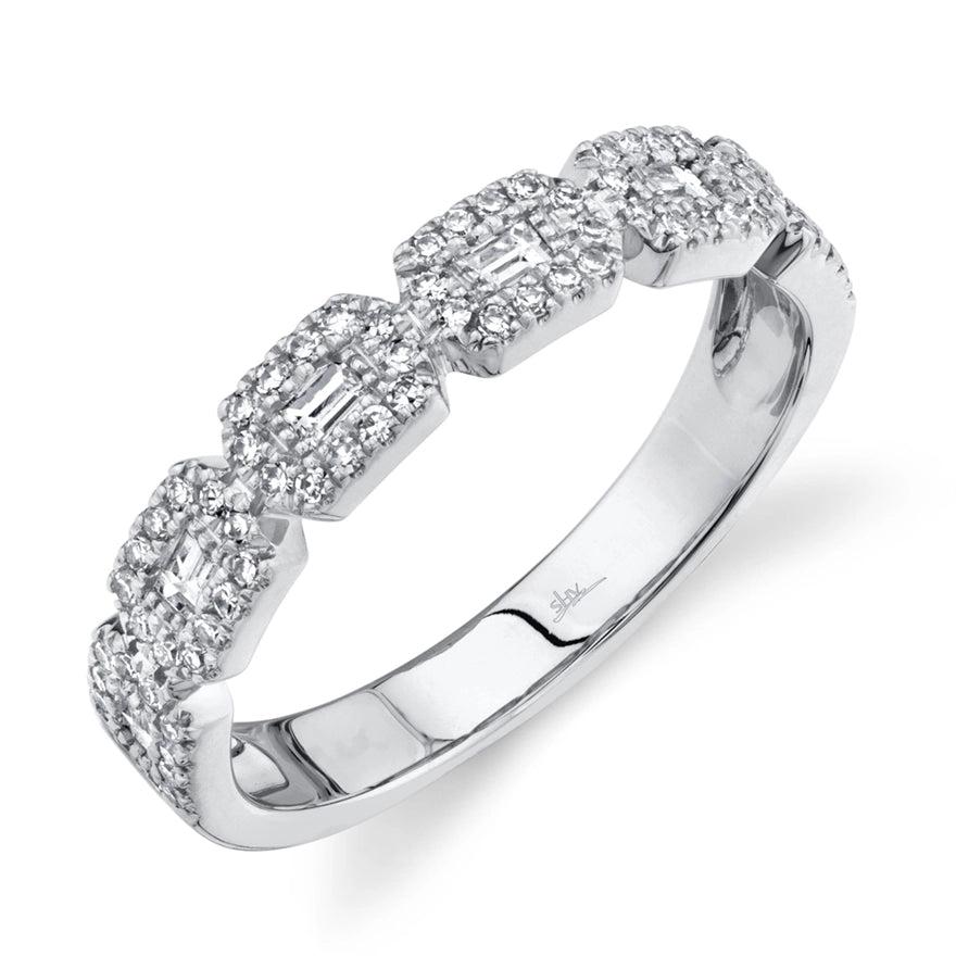 14K White Gold Diamond Baguette Fancy Band