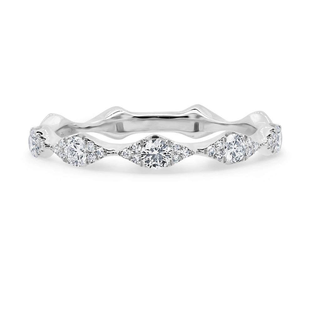 14K White Gold Diamond Band, Marquise Shaped