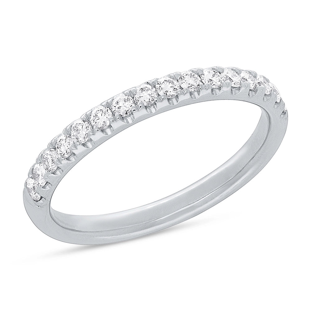 14K White Gold Diamond Band, Prong Set