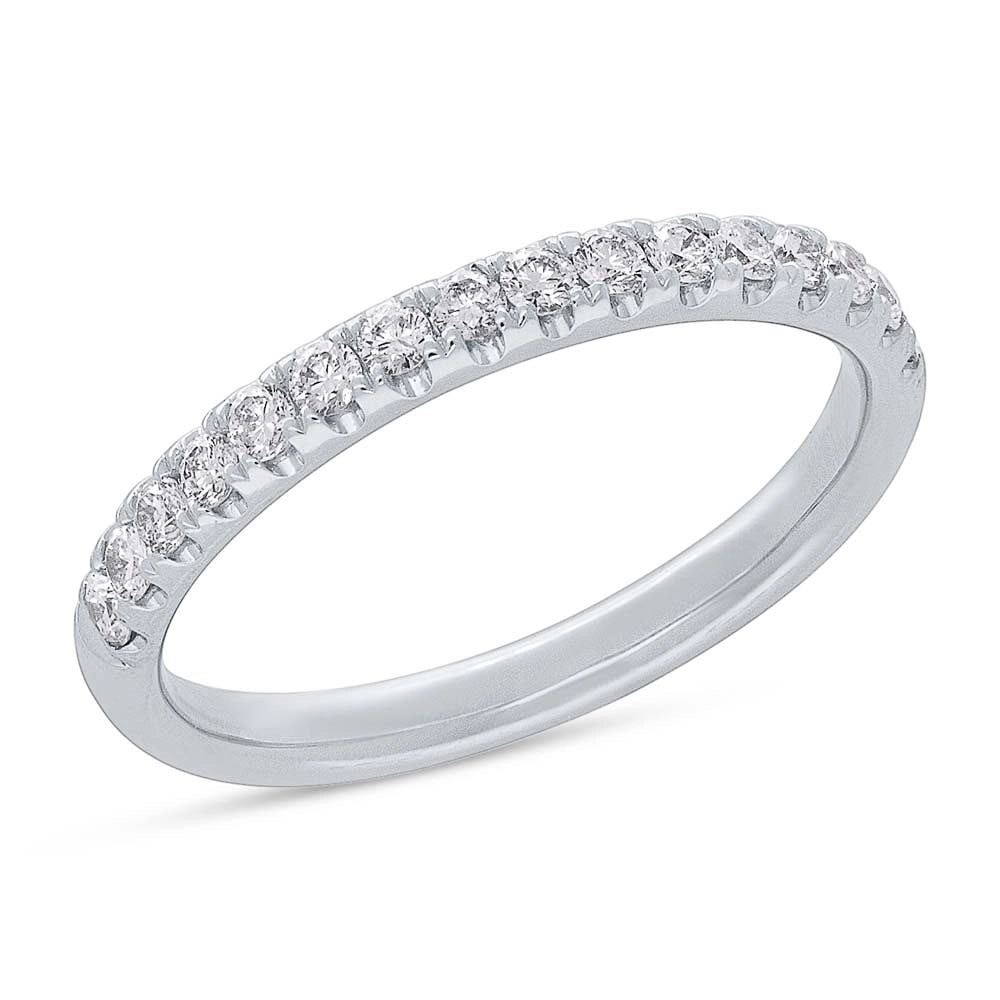 14K White Gold Diamond Band, Prong Set