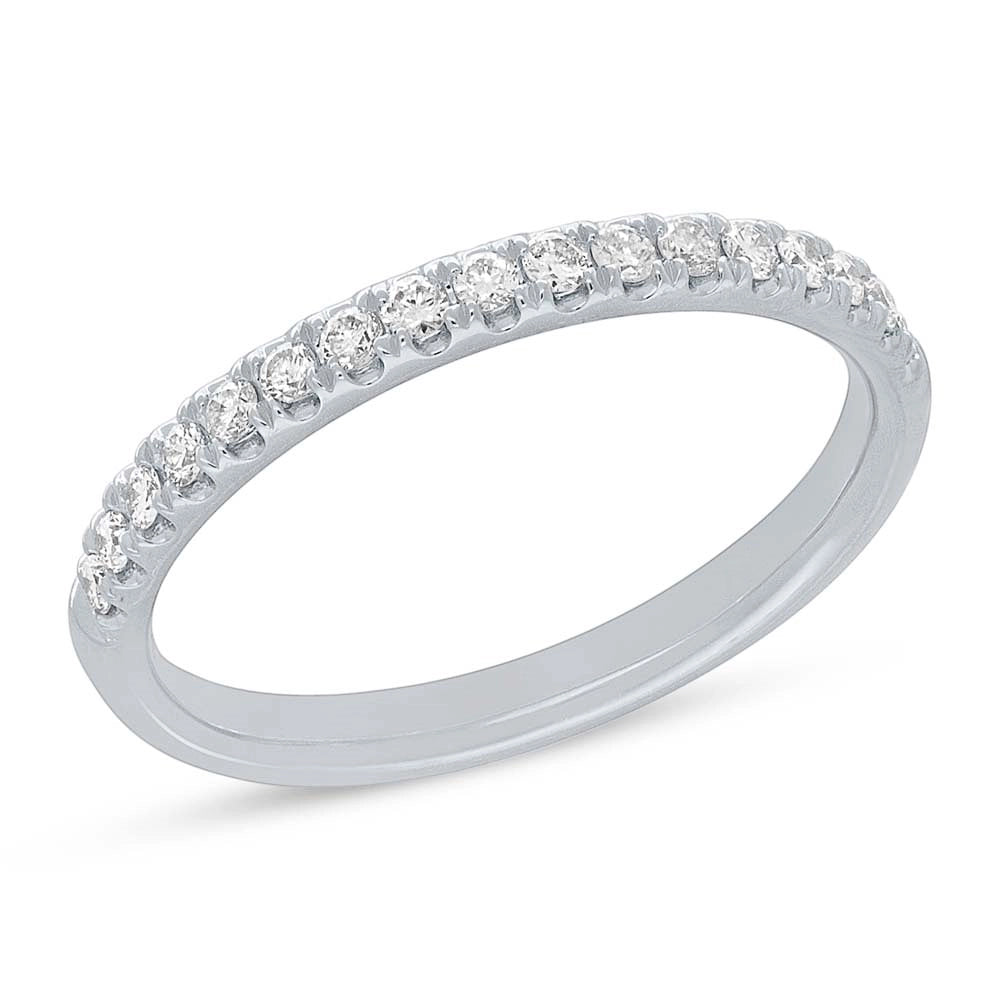 14K White Gold Diamond Band, Prong Set