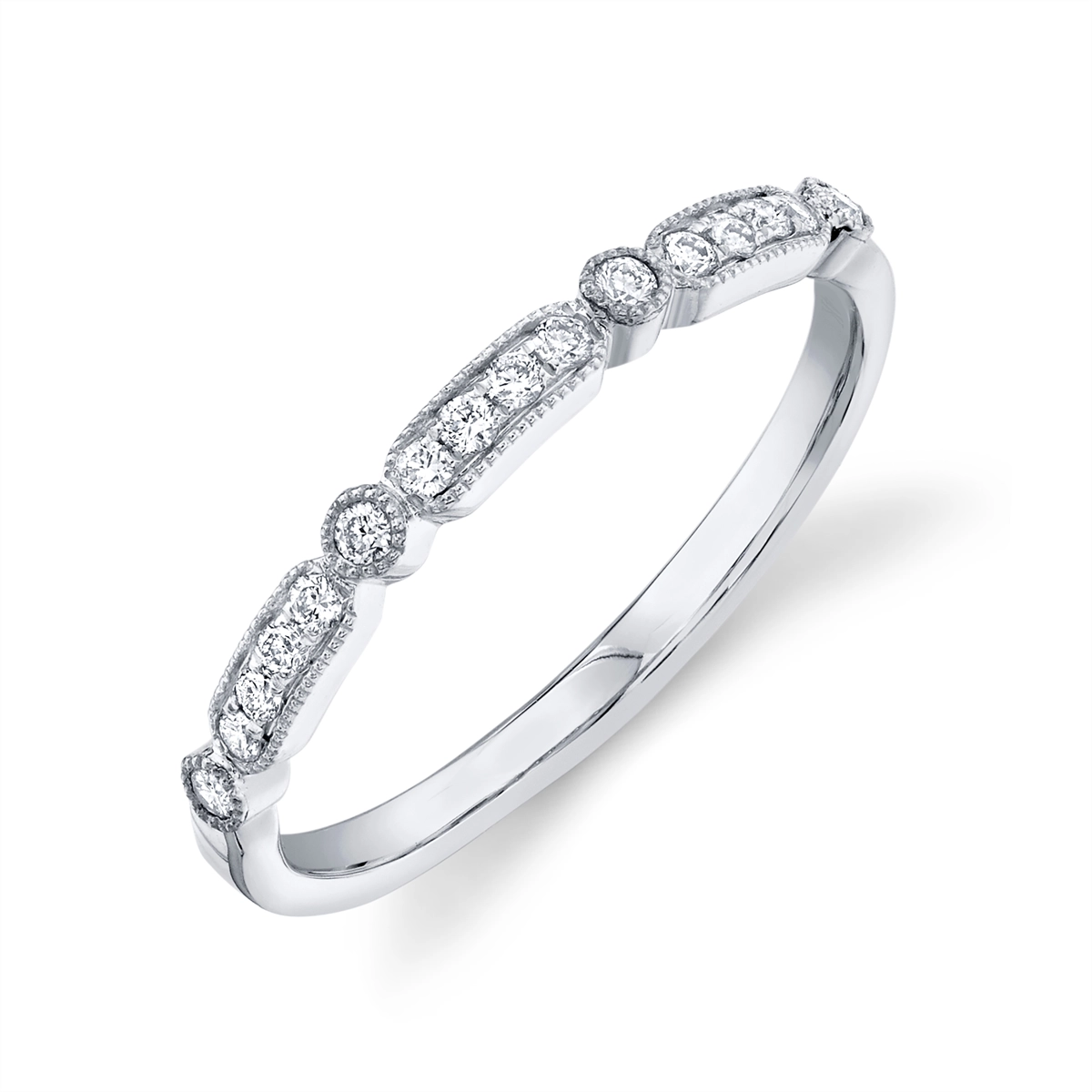 14K White Gold Fancy Diamond Band