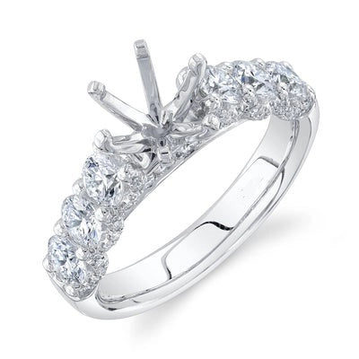 14K White Gold Semi Mount Diamond Ring with Prong Head