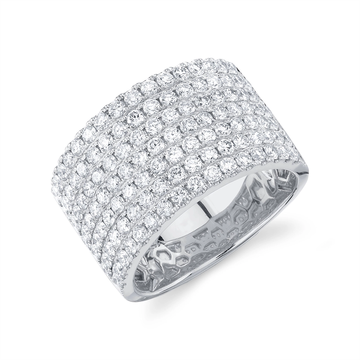 14K White Gold Wide Pave Diamond Band