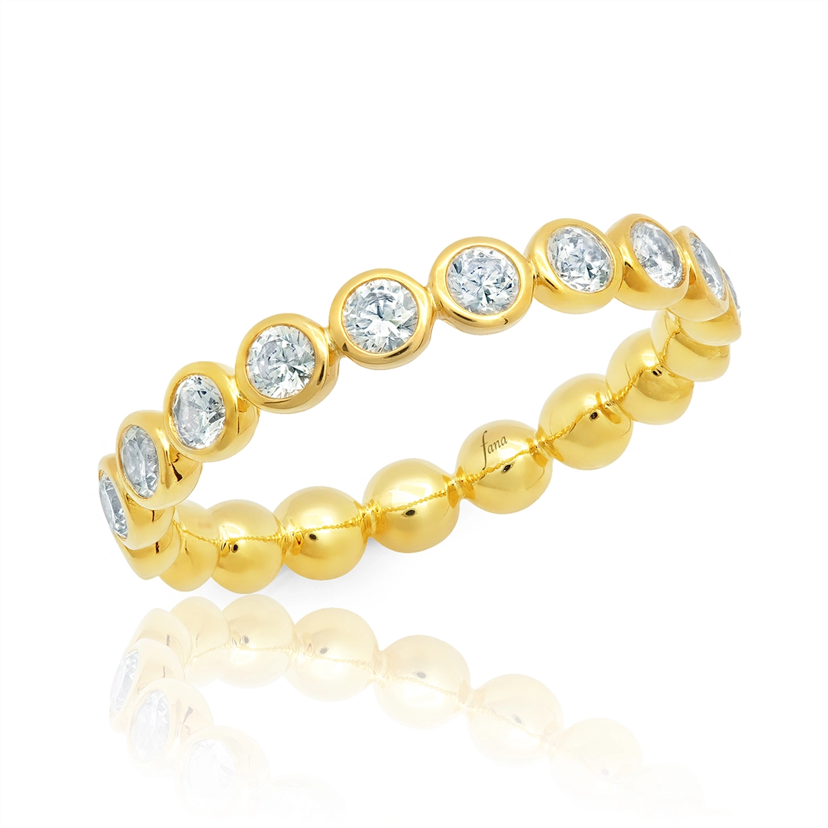 14K Yellow Gold Diamond Bezel Set Band