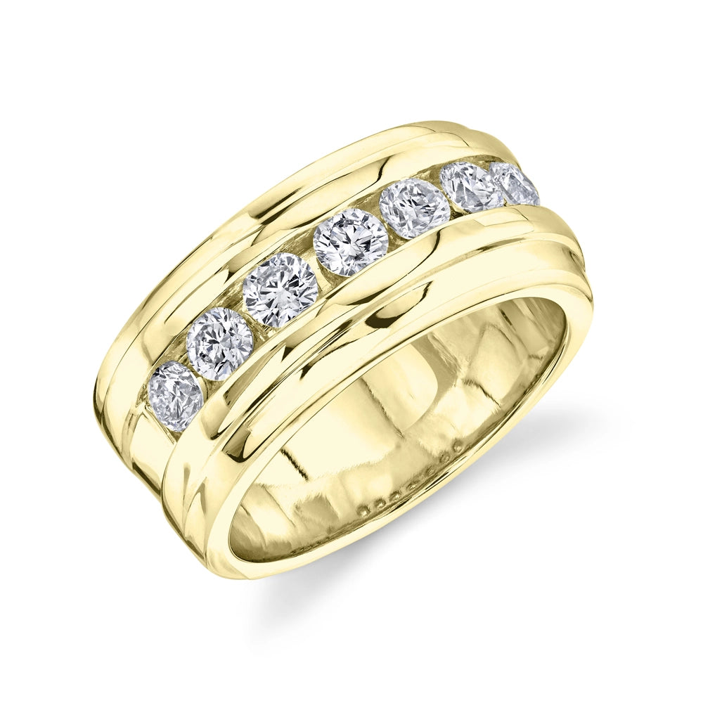 14K Yellow Gold Men's Diamond Band