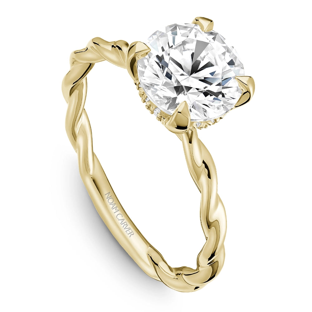 14K Yellow Gold Semi Mount Diamond Ring with Round Head