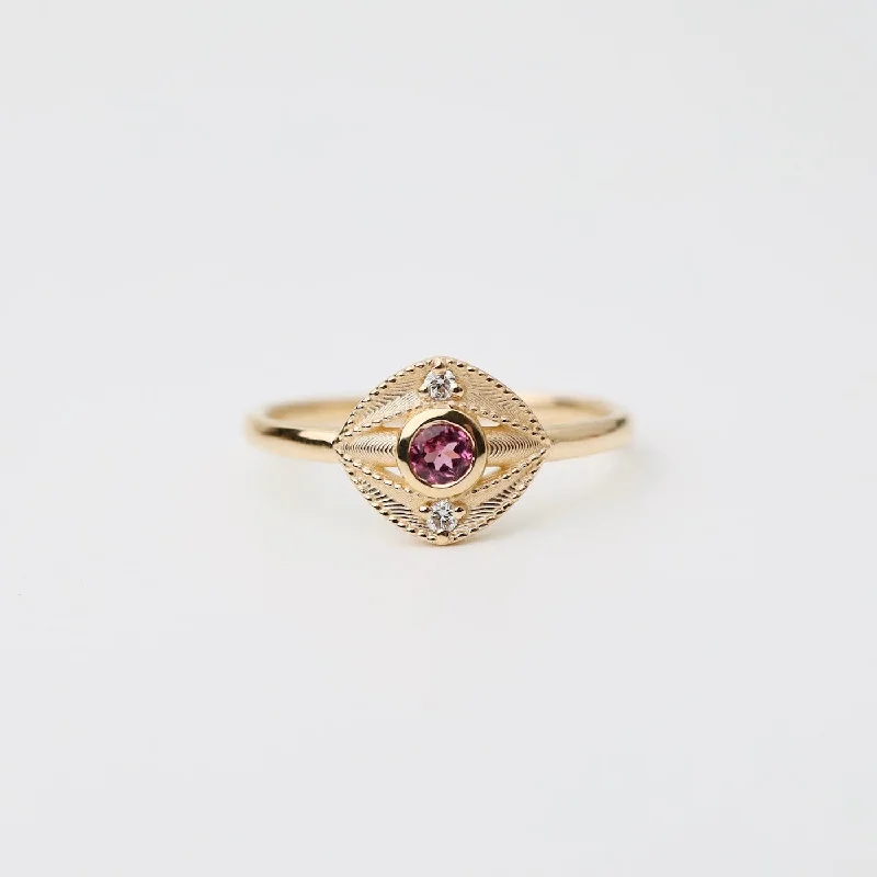 Staffa Ring Pink Tourmaline & White Diamond