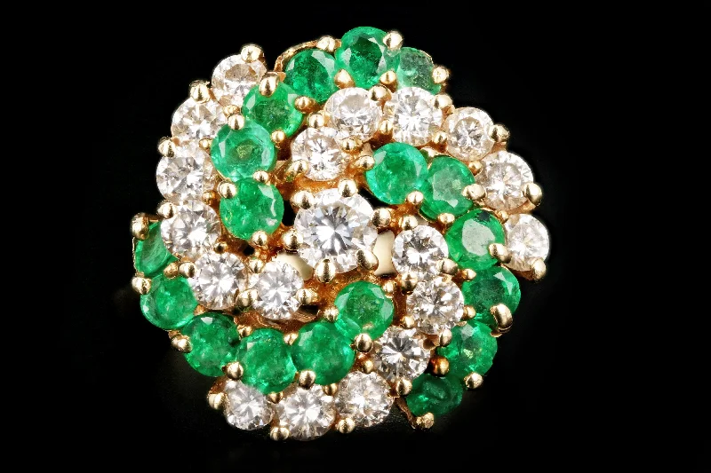 14K Yellow Gold 1.5 Carat Emerald and Diamond Ring