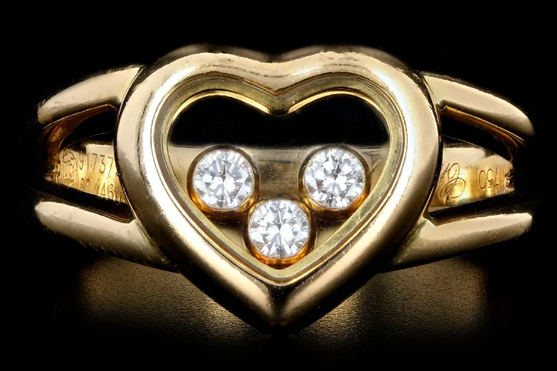 Chopard 18K Yellow Gold Happy Floating Round Diamond Heart Ring