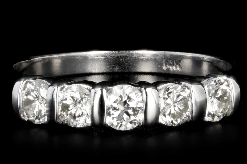 Modern 14K White Gold .75 Carat 5 Stone Diamond Band