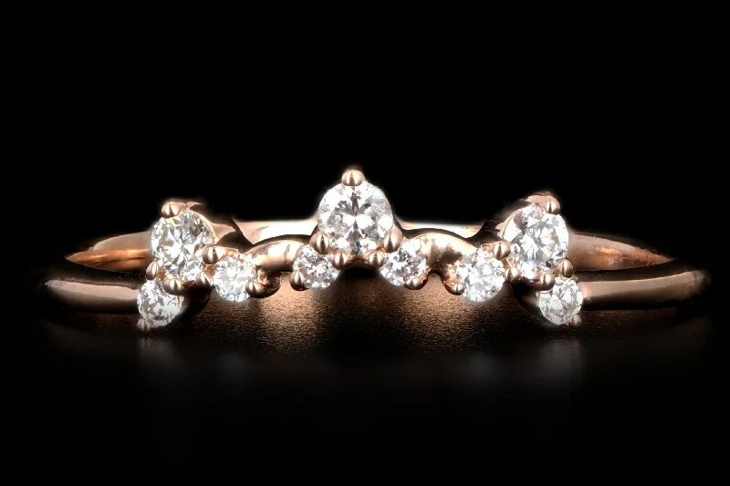 New 14K Rose Gold 1/6 Carat Diamond Contour Band