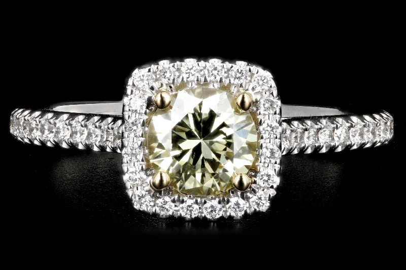 New 14K Gold Light Yellow .55 Carat Diamond Halo Ring