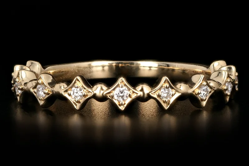 New 14K Yellow Gold 1/10 Carat Diamond Stackable Band