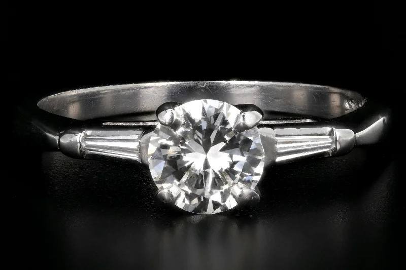 Vintage 14K White Gold .65 Carat Transition Cut Diamond Ring