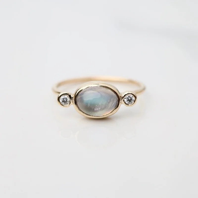 Cosmos Ring - Moonstone & White Diamond