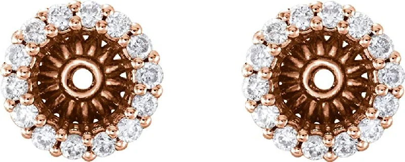 Diamond Cluster Earring Jackets,14k Rose Gold (5.1 MM) (0.16 Ctw, G-H Color, I2 Clarity)