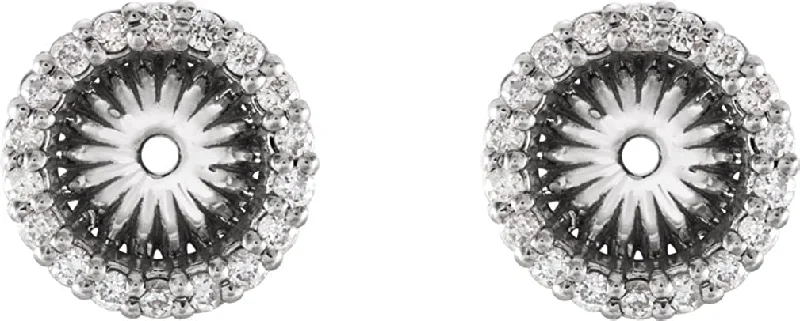 Diamond Cluster Earring Jackets, Rhodium-Plated 14k White Gold (6.1 MM) (0.2 Ctw, G-H Color, I2 Clarity)