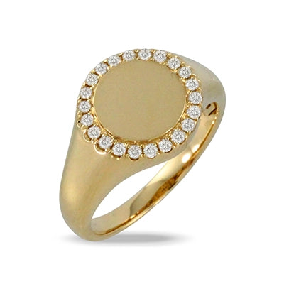 Doves 18K Yellow Gold Round Disc Diamond Ring