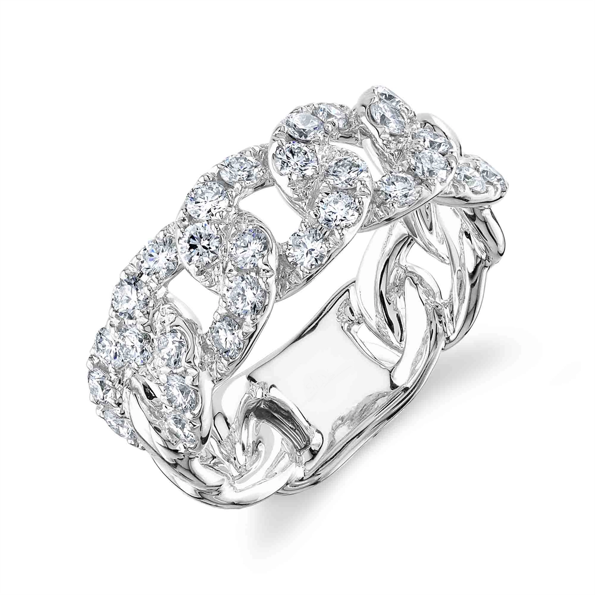 Gents 14K White Gold Diamond Link Ring