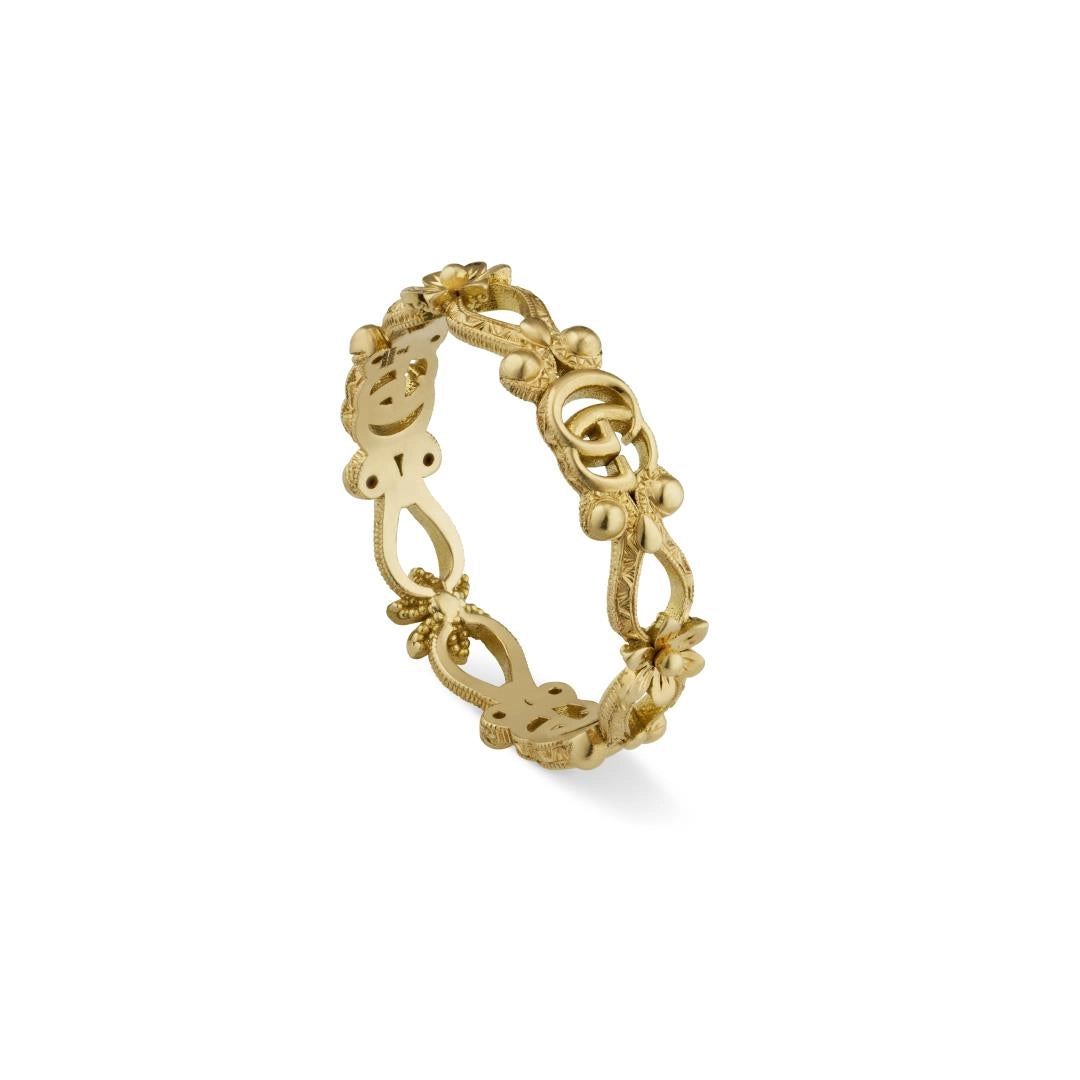 Gucci 18K Yellow Gold Flora Ring with Diamonds