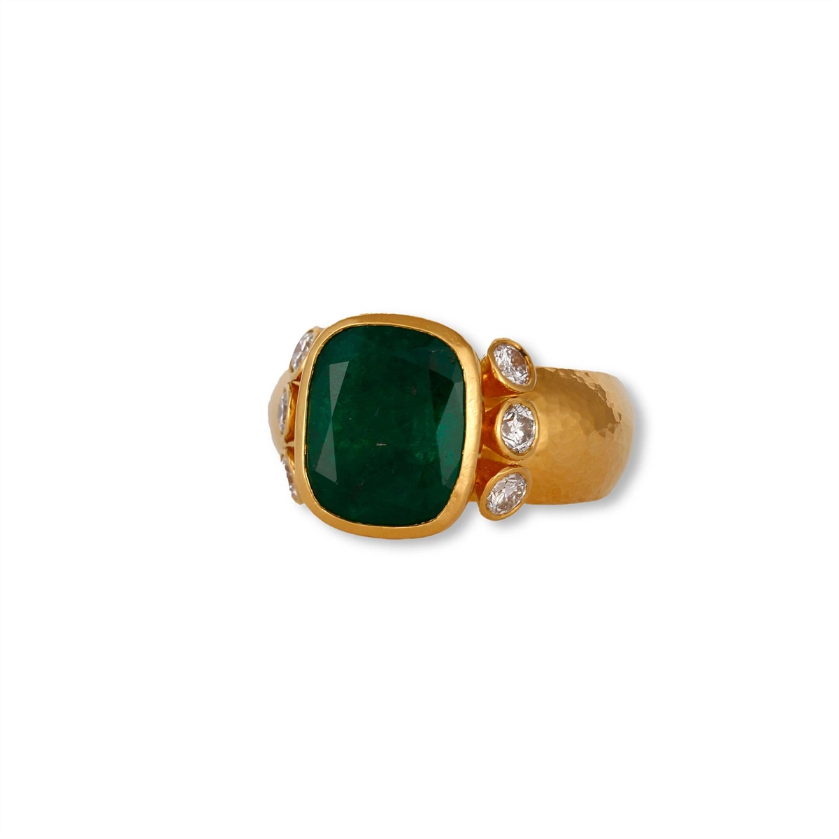 Gurhan One of a Kind 24K Yellow Gold Ring with Emerald and Diamonds