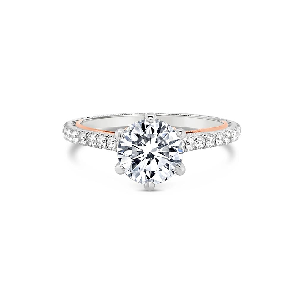 Jack Kelege 18K White and Rose Gold Semi Mount Diamond Ring