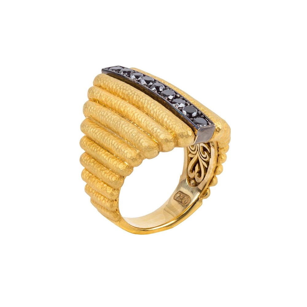 Konstantino Callas 18K Yellow Gold Black Diamond Ring