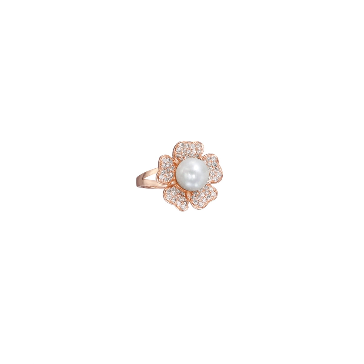 Le Vian 14K Strawberry Gold Freshwater Pearl and Vanilla Diamond Flower Ring