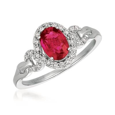 Le Vian 14K Vanilla Gold Oval Passion Ruby Ring with Vanilla Diamond Halo