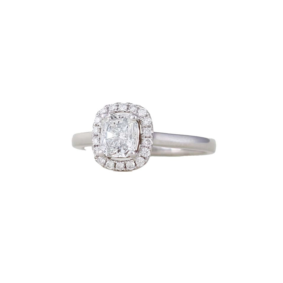 Le Vian 18K White Gold Mounted Radiant Diamond Ring with Halo (Estate - Retail When New $3995)