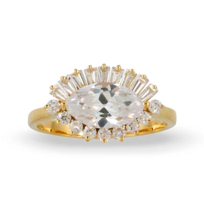 Little Bird Bridal 18K Yellow Gold Diamond Ring with CZ Center