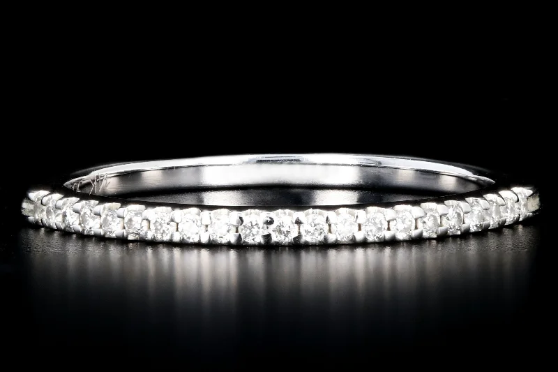 Modern 14K White Gold .10 Carat Round Brilliant Cut Diamond Half Band