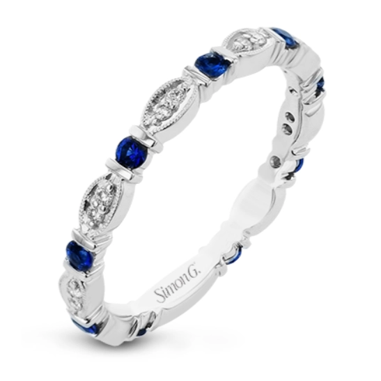 Simon G 18K White Gold Diamond and Sapphire Band