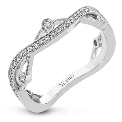 Simon G 18K White Gold Fancy Diamond Band, Weaving Shank with Thin Layer