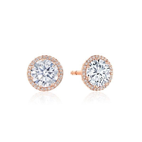 Tacori 14K Rose Gold Classic Diamond Bloom Earring Mounts, 6mm