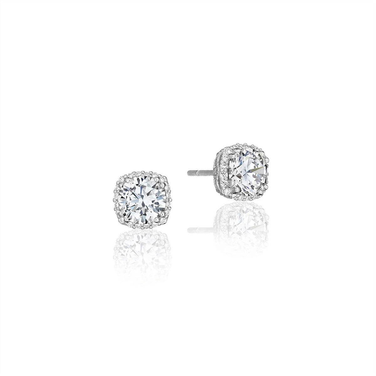 Tacori 14K White Gold Dantela 7mm Diamond Bloom Earring Mounts