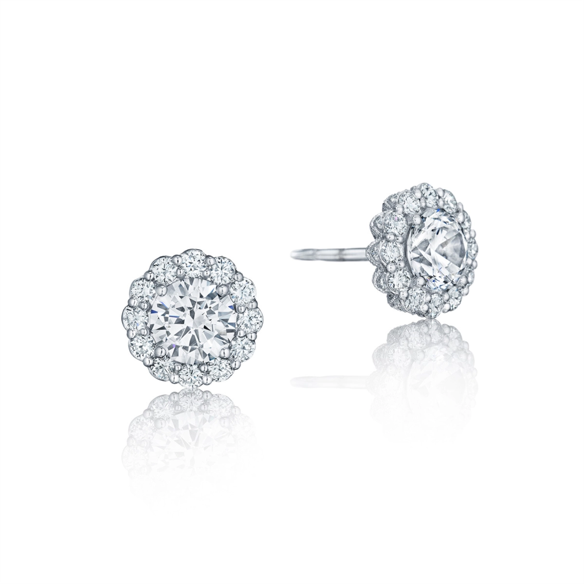 Tacori 14K White Gold Full Bloom Round Diamond Earring Mounts, 5.5mm