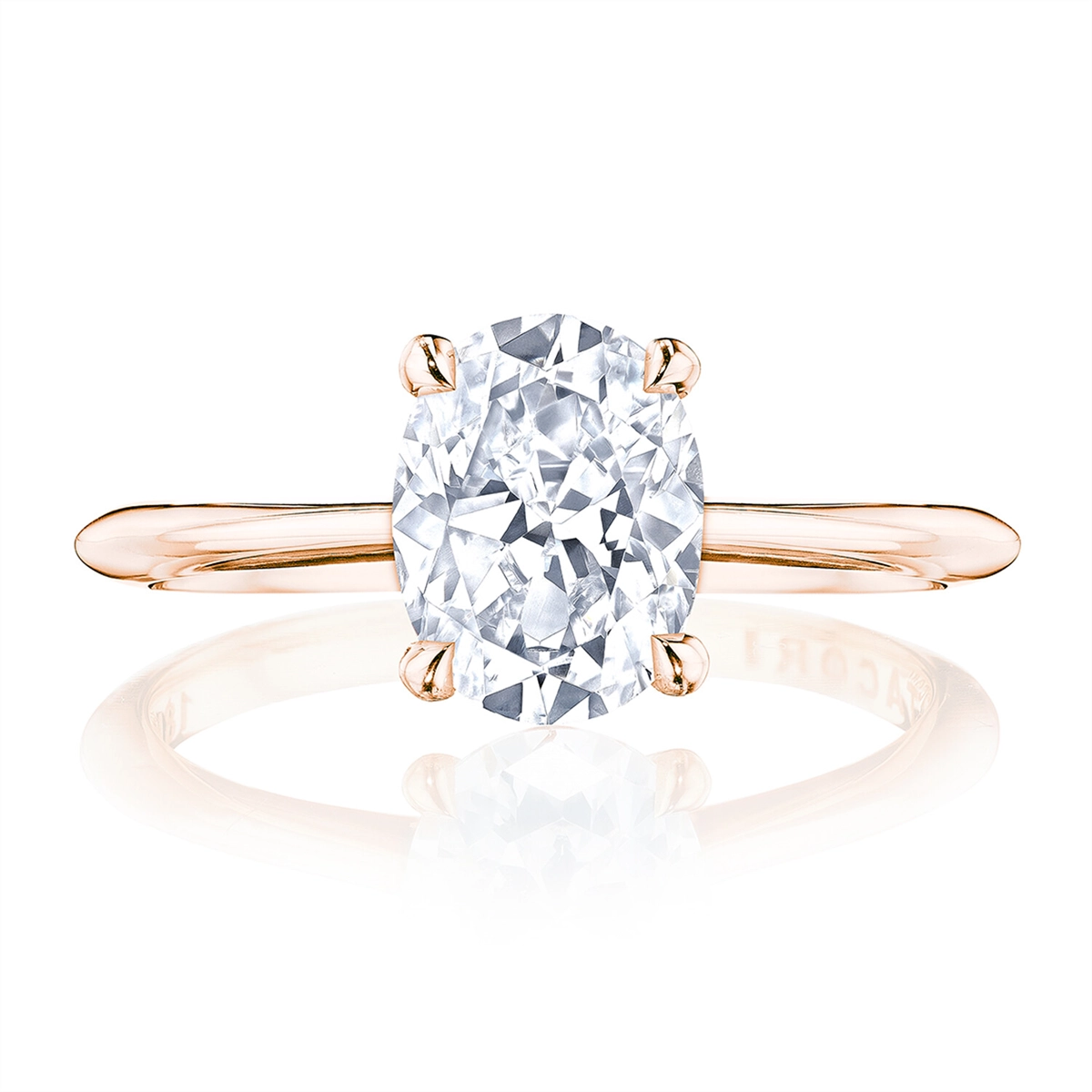 Tacori 18K Rose Gold Founders Oval Solitaire Ring, Hidden Diamond Halo