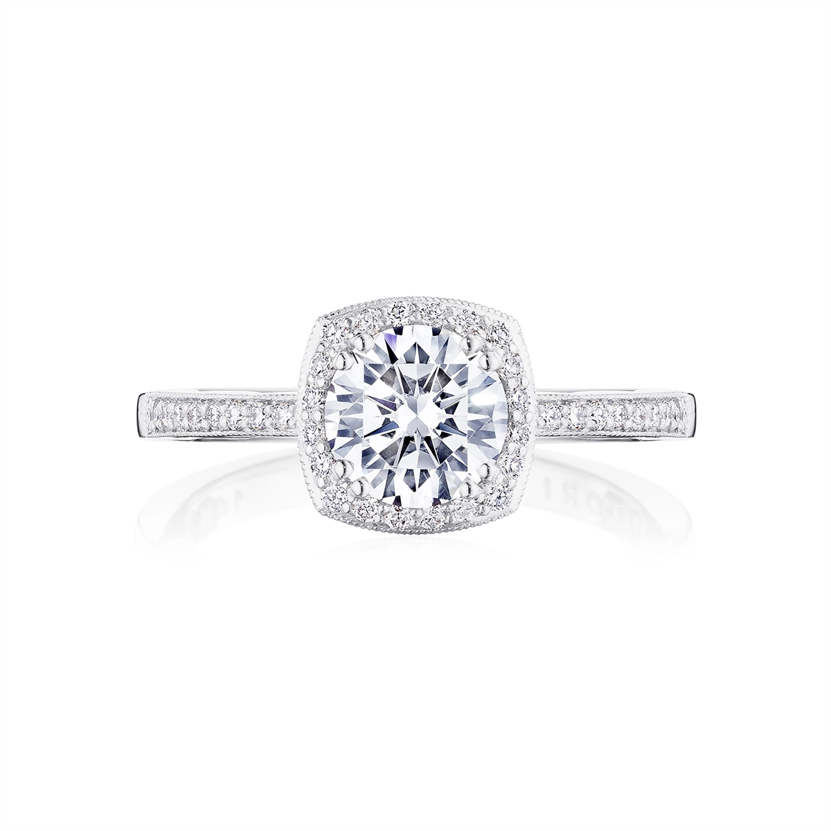 Tacori Coastal Crescent 14K White Gold Cushion Halo Diamond Semi-mount