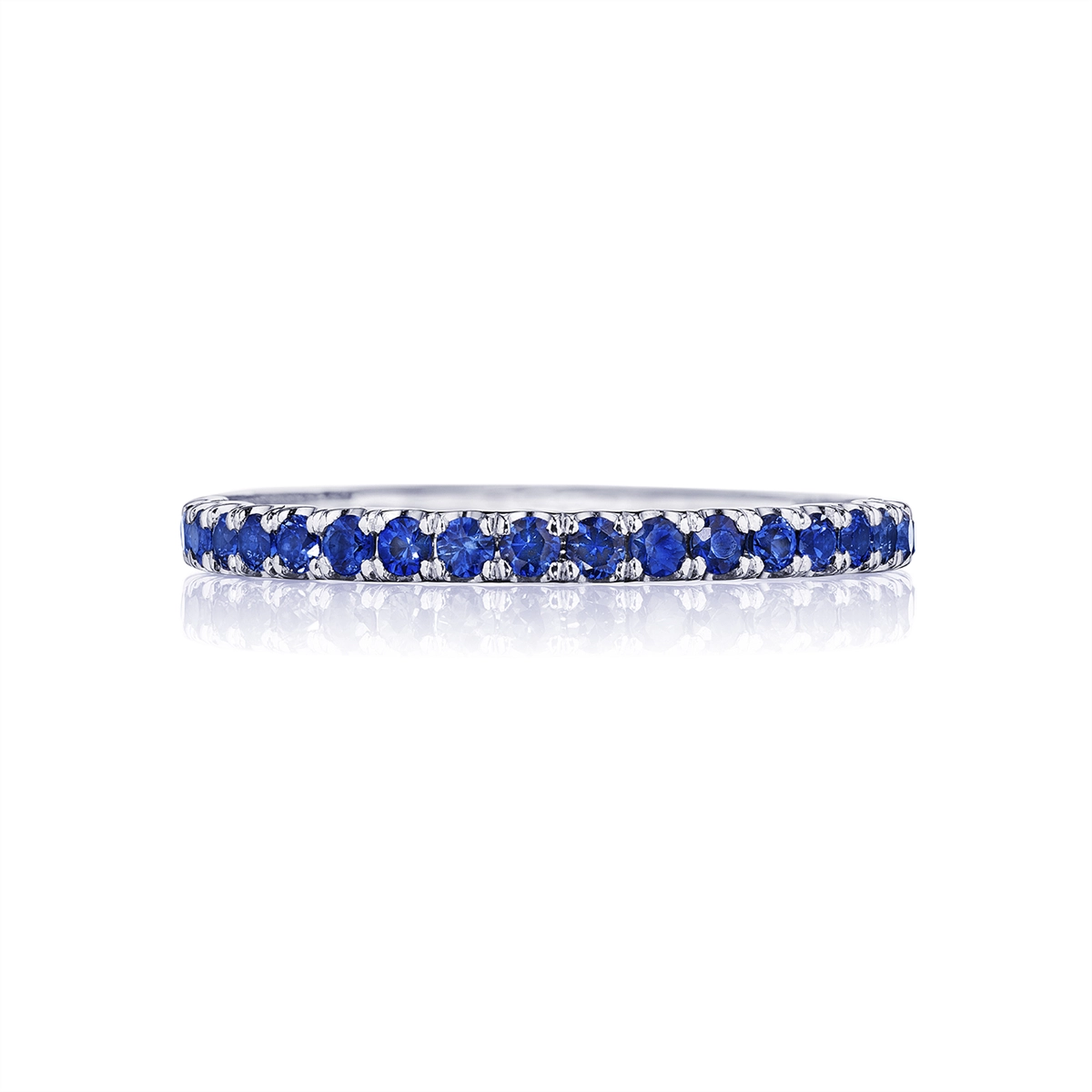 Tacori Sculpted Crescent 18K White Gold Blue Sapphire Band with Diamond