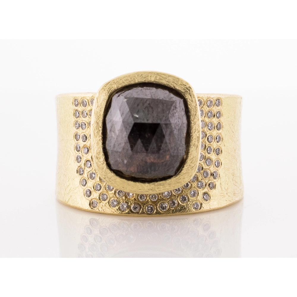 Todd Reed 18K Yellow Gold Brown Fancy Diamond Ring with Diamonds