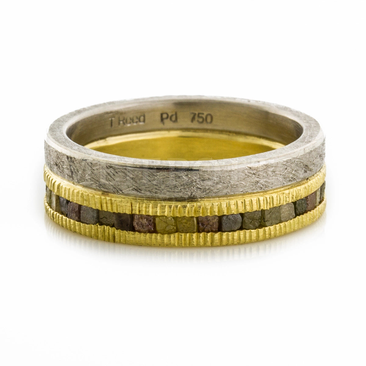 Todd Reed Gold & Palladium Raw Diamond Cube Eternity Band Ring